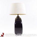 Royal Haeger Style Postmodern Black Swirl Pottery Lamps