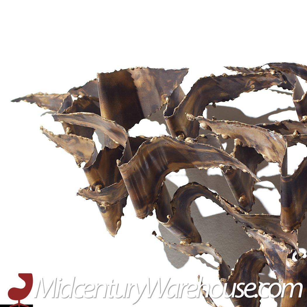 Silas Seandel Style Mid Century Brutalist Brass Birds Wall Sculpture