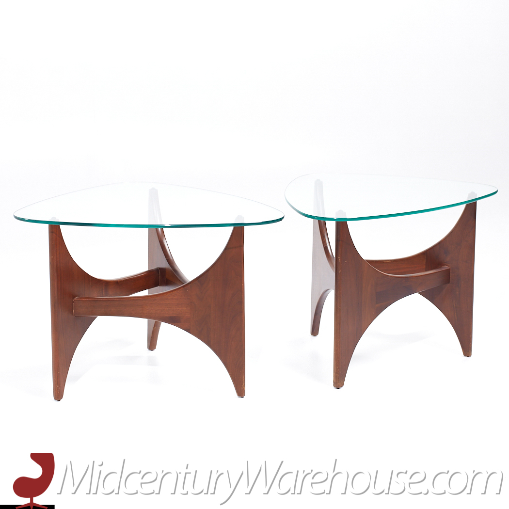 Adrian Pearsall for Craft Associates Mid Century Walnut Side Tables - Pair