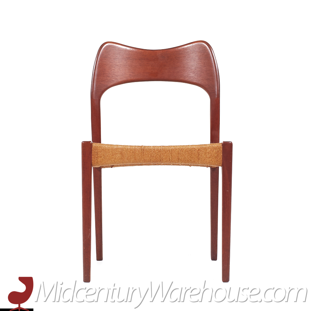 Arne Hovmand Olsen for Mogens Kold Mid Century Danish Teak Papercord Dining Chairs - Set of 6