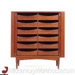 Bernhard Pedersen Mid Century Danish Teak Tambour Door Armoire Highboy Dresser