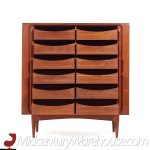 Bernhard Pedersen Mid Century Danish Teak Tambour Door Armoire Highboy Dresser