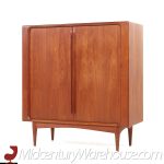 Bernhard Pedersen Mid Century Danish Teak Tambour Door Armoire Highboy Dresser