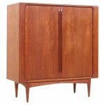 Bernhard Pedersen Mid Century Danish Teak Tambour Door Armoire Highboy Dresser
