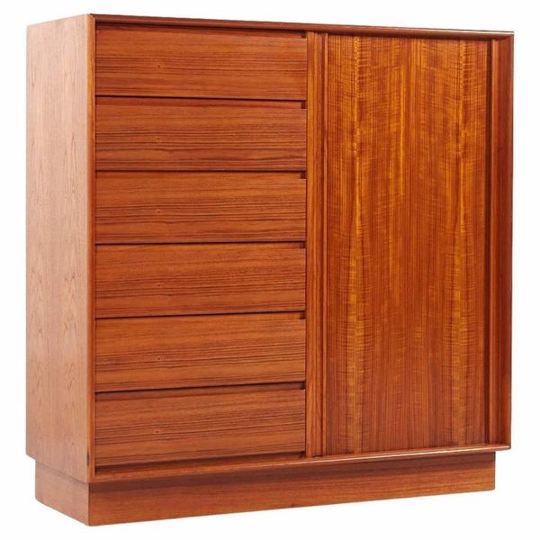 danflex mid century teak tambour armoire gentlemans chest dresser
