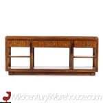 Drexel Campaign Pecan and Brass Console Sofa Table