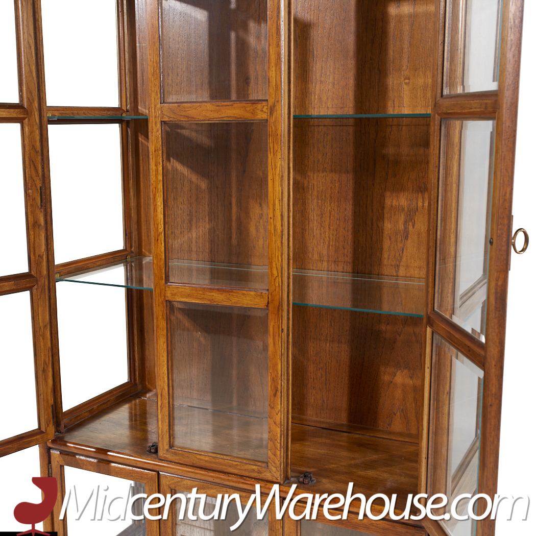 Drexel Heritage Campaign Walnut and Brass China Cabinet