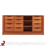 Dyrlund Mid Century Danish Teak Tambour Door Lowboy Dresser