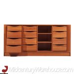 Dyrlund Mid Century Danish Teak Tambour Door Lowboy Dresser