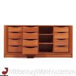 Dyrlund Mid Century Danish Teak Tambour Door Lowboy Dresser