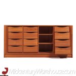 Dyrlund Mid Century Danish Teak Tambour Door Lowboy Dresser