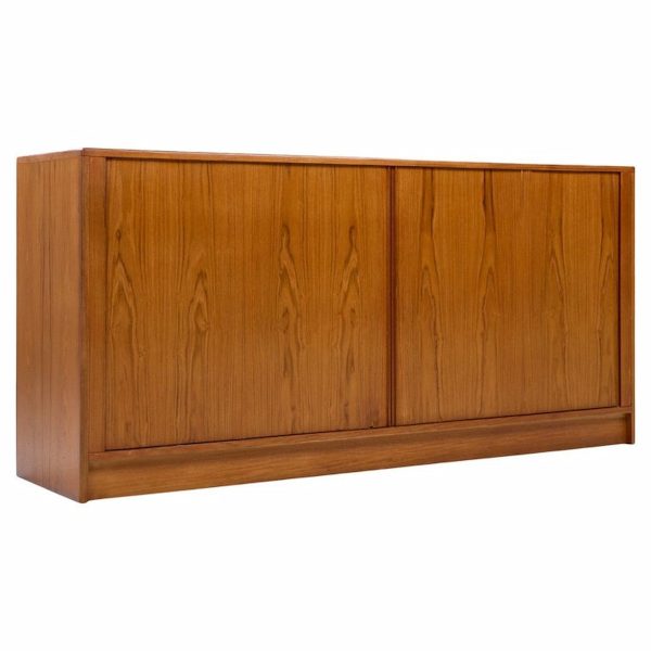 dyrlund mid century danish teak tambour door lowboy dresser