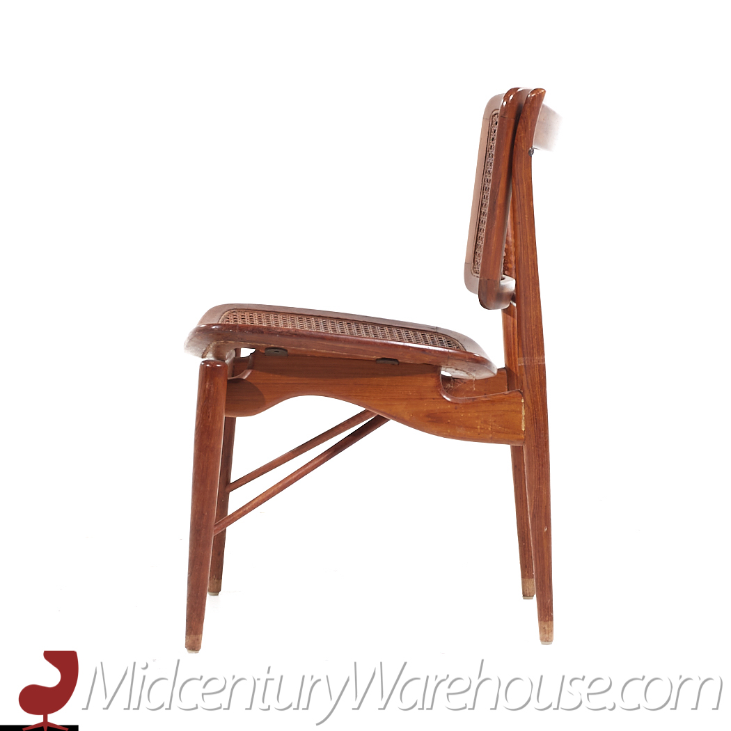 Finn Juhl for Baker Model Nv 51/403 Teak and Cane Dining Chairs - Set of 8