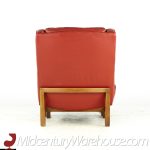 hans olsen style red leather chair with ottoman