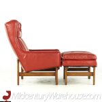 hans olsen style red leather chair with ottoman