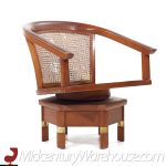 Jim Peed for Hickory Model 5105 Mid Century Mahogany Swivel Chairs - Pair