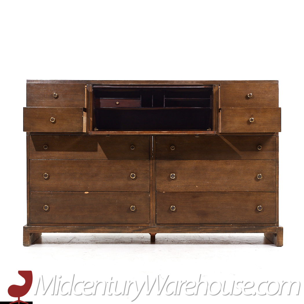 John Widdicomb Mid Century Walnut Double Dresser Secretary Desk