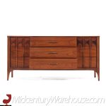 Kent Coffey Perspecta Mid Century Walnut and Rosewood 9 Drawer Lowboy Dresser