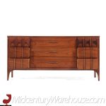 Kent Coffey Perspecta Mid Century Walnut and Rosewood 9 Drawer Lowboy Dresser