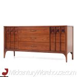 Kent Coffey Perspecta Mid Century Walnut and Rosewood 9 Drawer Lowboy Dresser