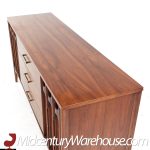 Kent Coffey Perspecta Mid Century Walnut and Rosewood 9 Drawer Lowboy Dresser