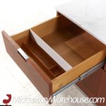 Knoll Style Mid Century Walnut and Marble Top File Credenza