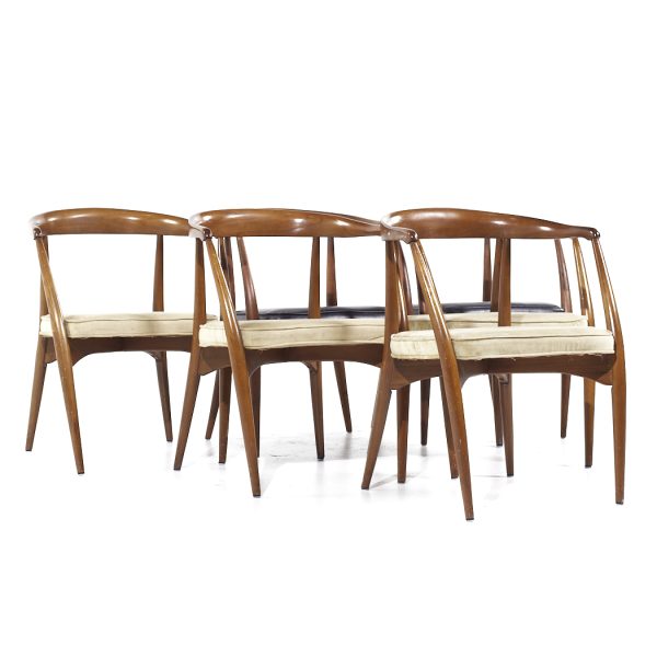 Lawrence Peabody Mid Century Walnut Arm Chairs - Set of 6