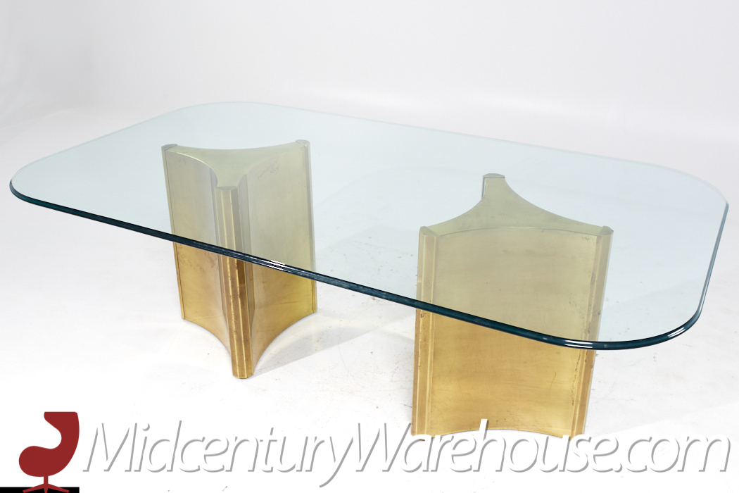 Mastercraft Mid Century Brass and Glass Pedestal Table