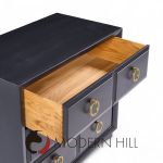 T.h. Robsjohn Gibbings for Widdicomb Modern Mid Century Maple and Brass Three Drawer Chest - Pair