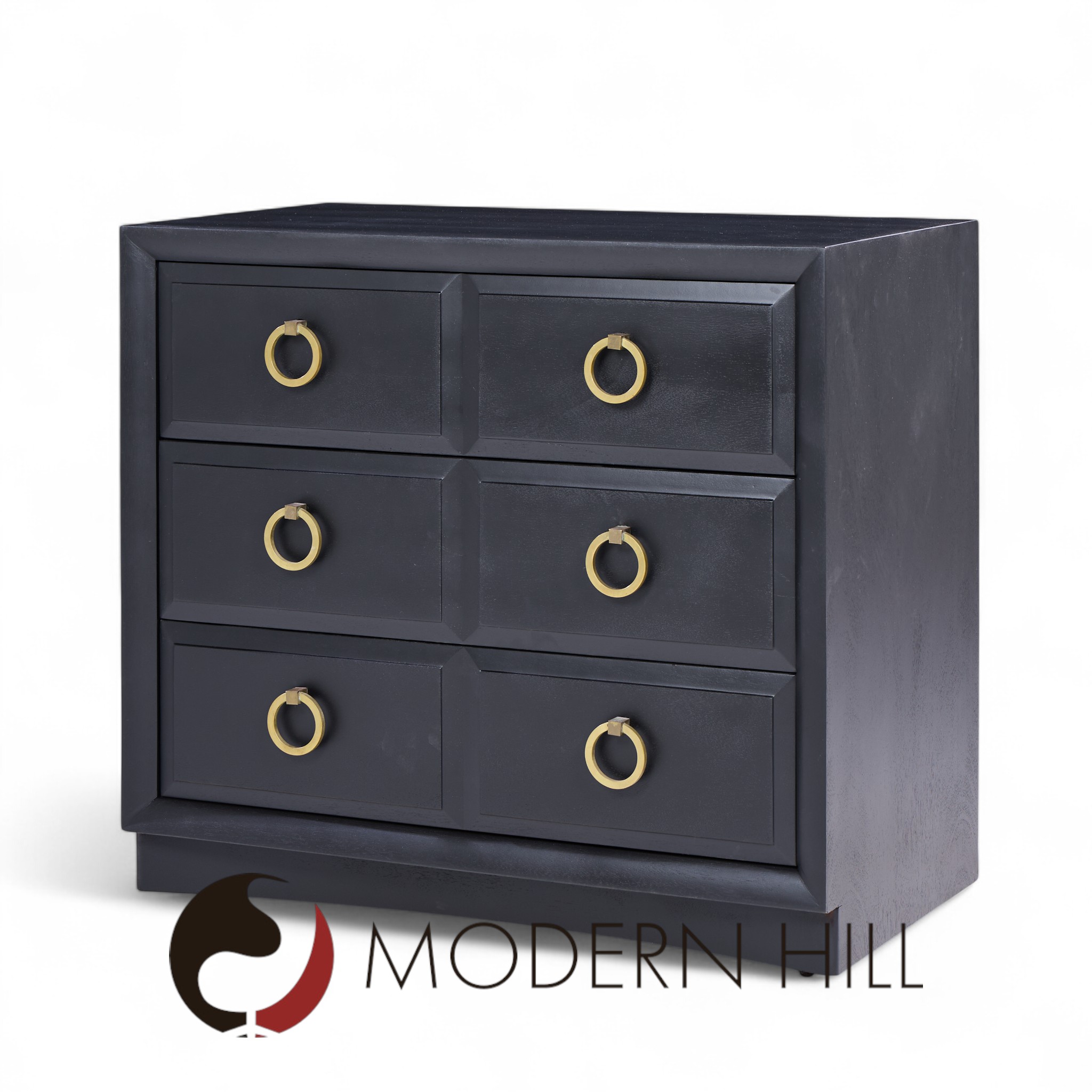 T.h. Robsjohn Gibbings for Widdicomb Modern Mid Century Maple and Brass Three Drawer Chest - Pair