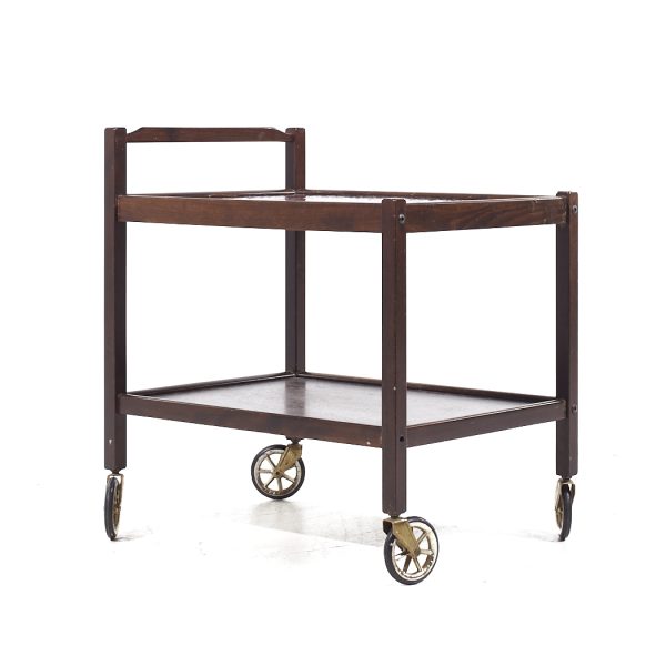 Westnofa Mid Century Danish Rosewood and Tile Top Rolling Bar Cart
