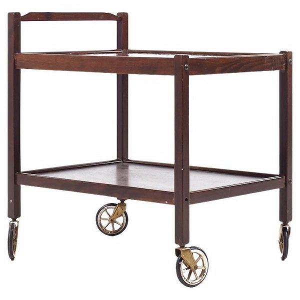 westnofa mid century danish rosewood and tile top rolling bar cart