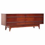 Young Manufacturing Mid Century Walnut Curved Credenza