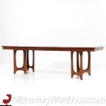 Young Manufacturing Mid Century Walnut Expanding Dining Table with 2 Leaves