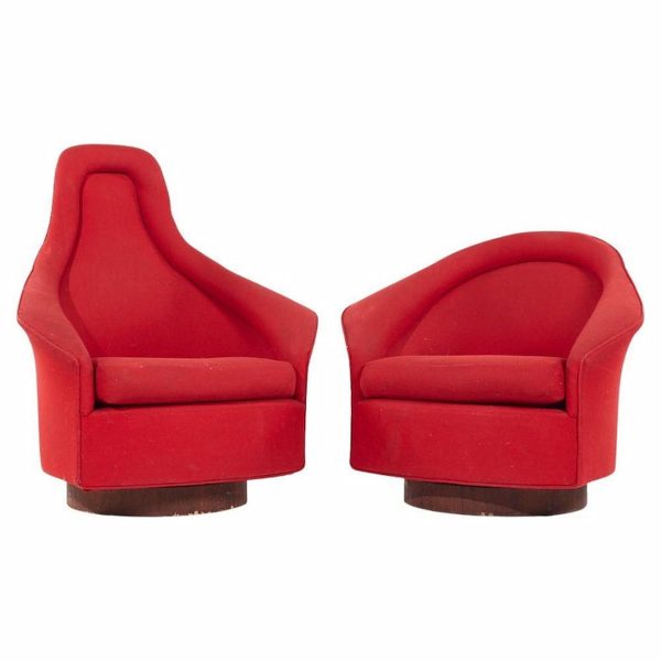 Adrian Pearsall for Craft Associates Mid Century His and Hers Swivel Lounge Chairs - Pair