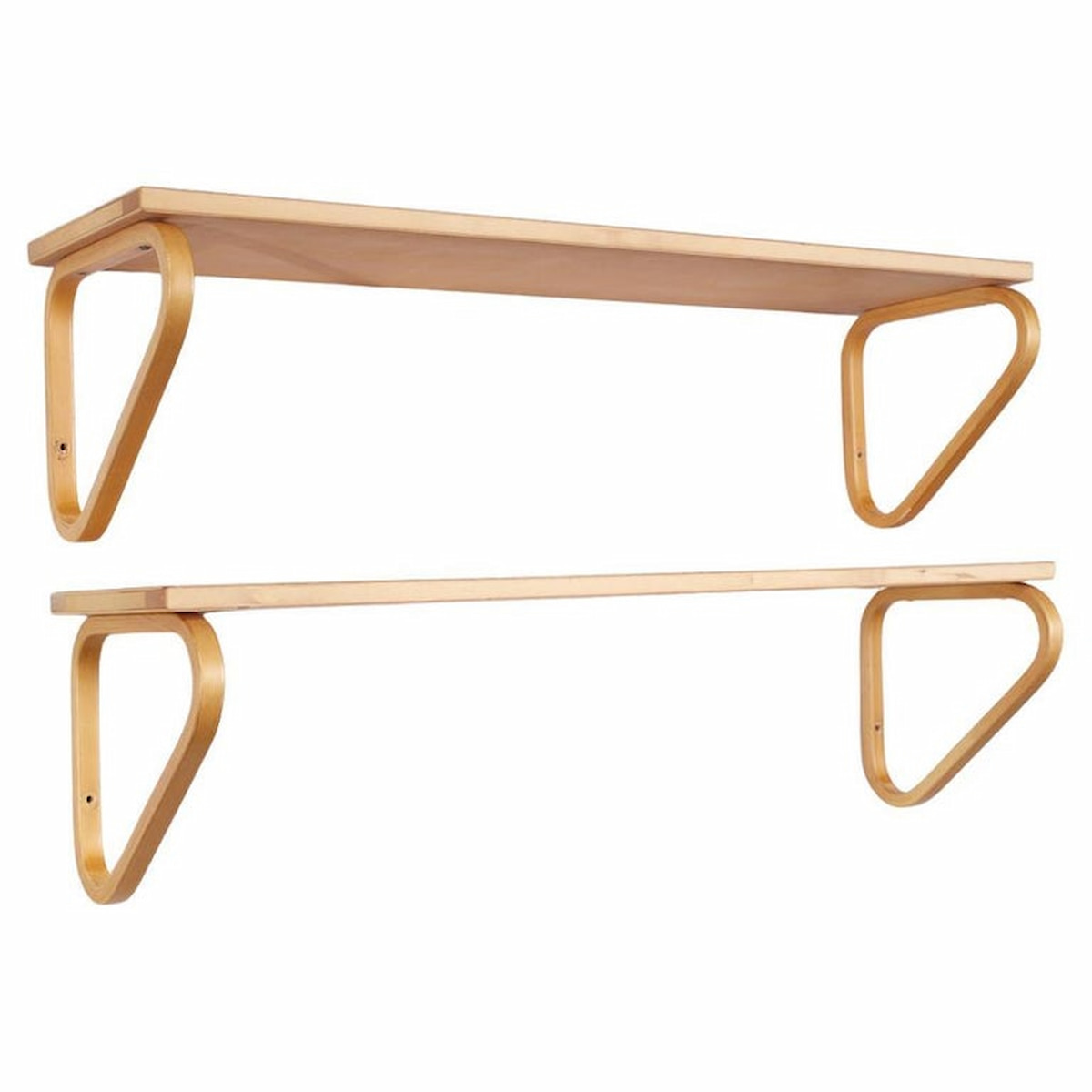 Alvar Aalto Model 112b Mid Century Finnish Birch Wall Mount Shelf - Pair