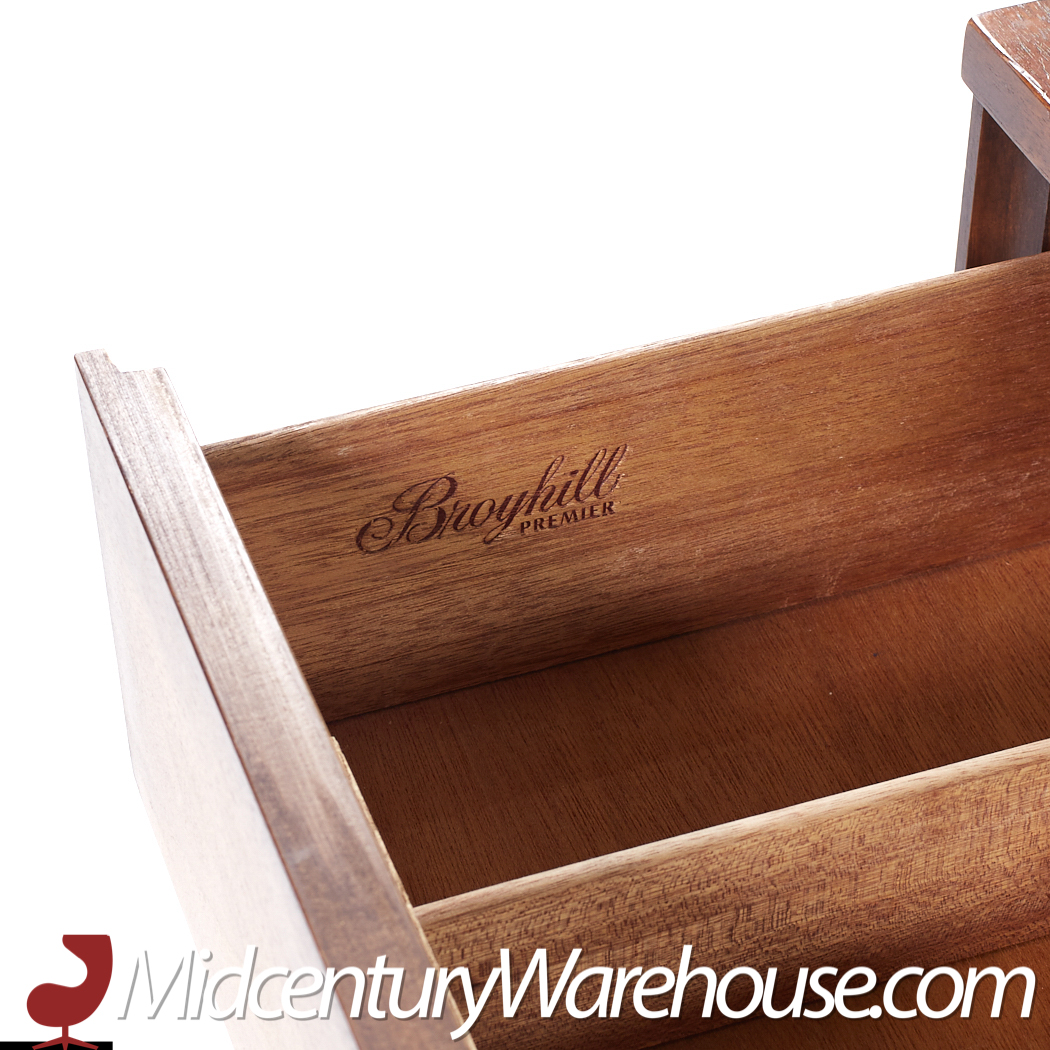 Broyhill Brasilia Mid Century Walnut and Brass 9-drawer Lowboy Dresser