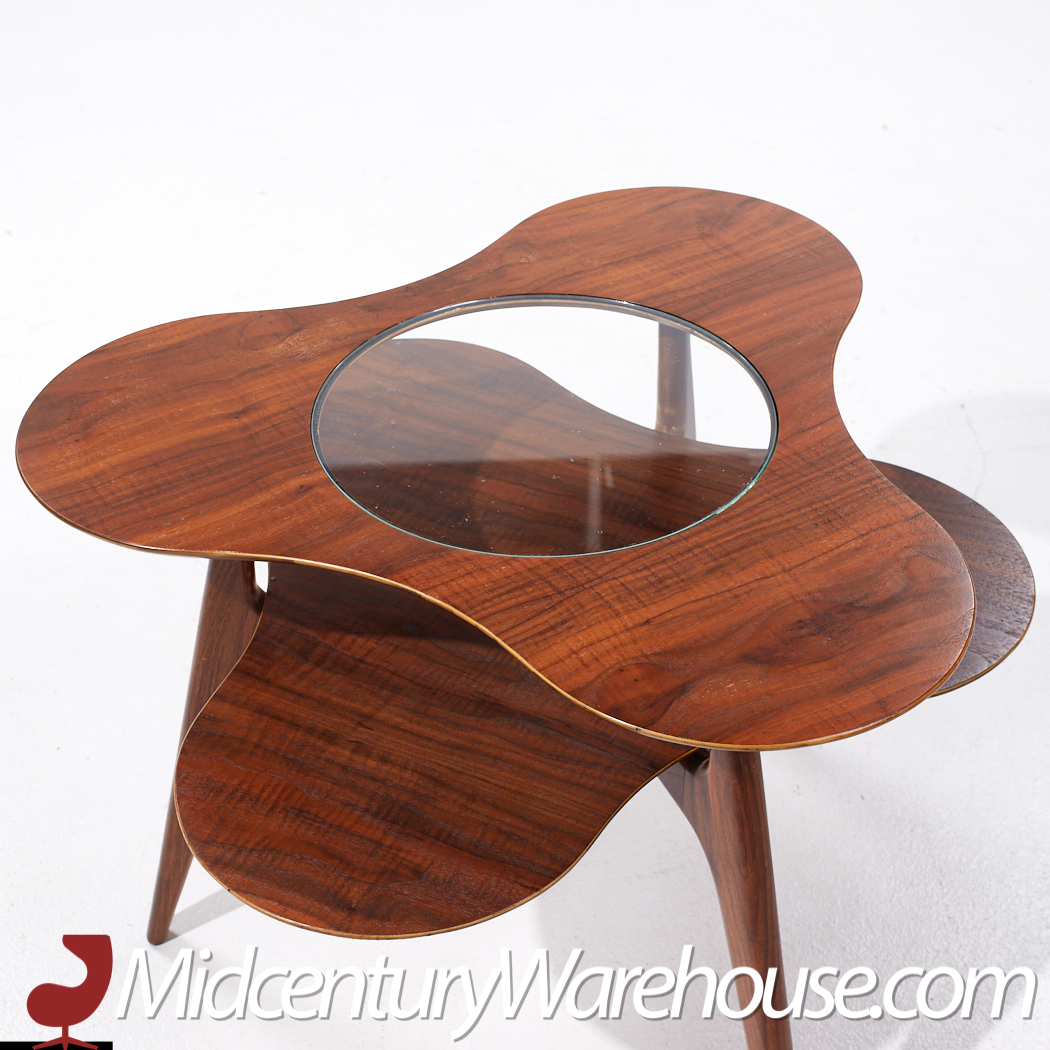 Erno Fabry Mid Century Mahogany Walnut and Glass Side Table