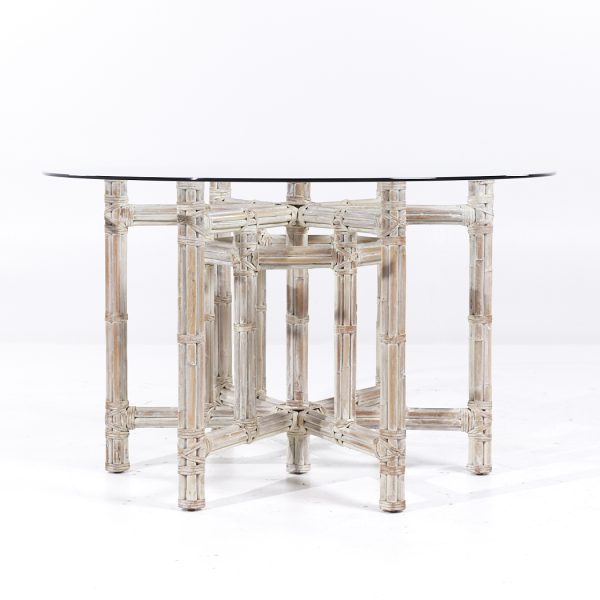 mcguire for baker furniture bamboo and glass dining table