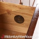 Hickory Manufacturing Company Mid Century Burlwood and Brass Lowboy Dresser