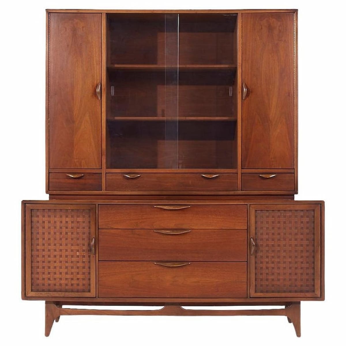 Lane Perception Mid Century Walnut Credenza and Hutch