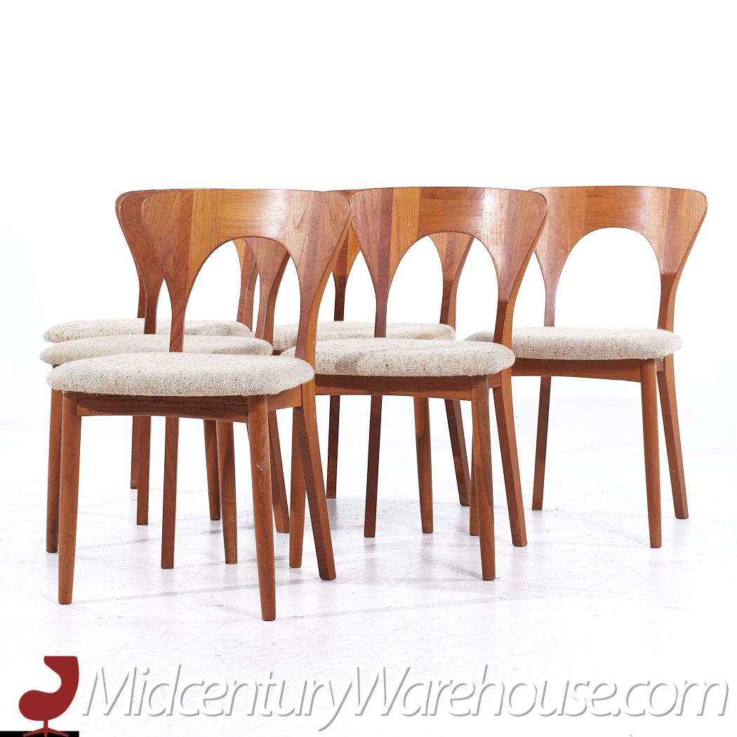 Niels Koefoed Hornslet Mid Century Danish Teak Peter Dining Chairs - Set of 6