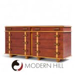 Paul Frankl for Johnson Furniture Mid Century Leather, Birch and Maple Station Wagon Dresser