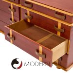 Paul Frankl for Johnson Furniture Mid Century Leather, Birch and Maple Station Wagon Dresser