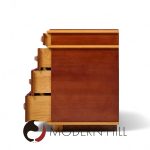 Paul Frankl for Johnson Furniture Mid Century Leather, Birch and Maple Station Wagon Dresser