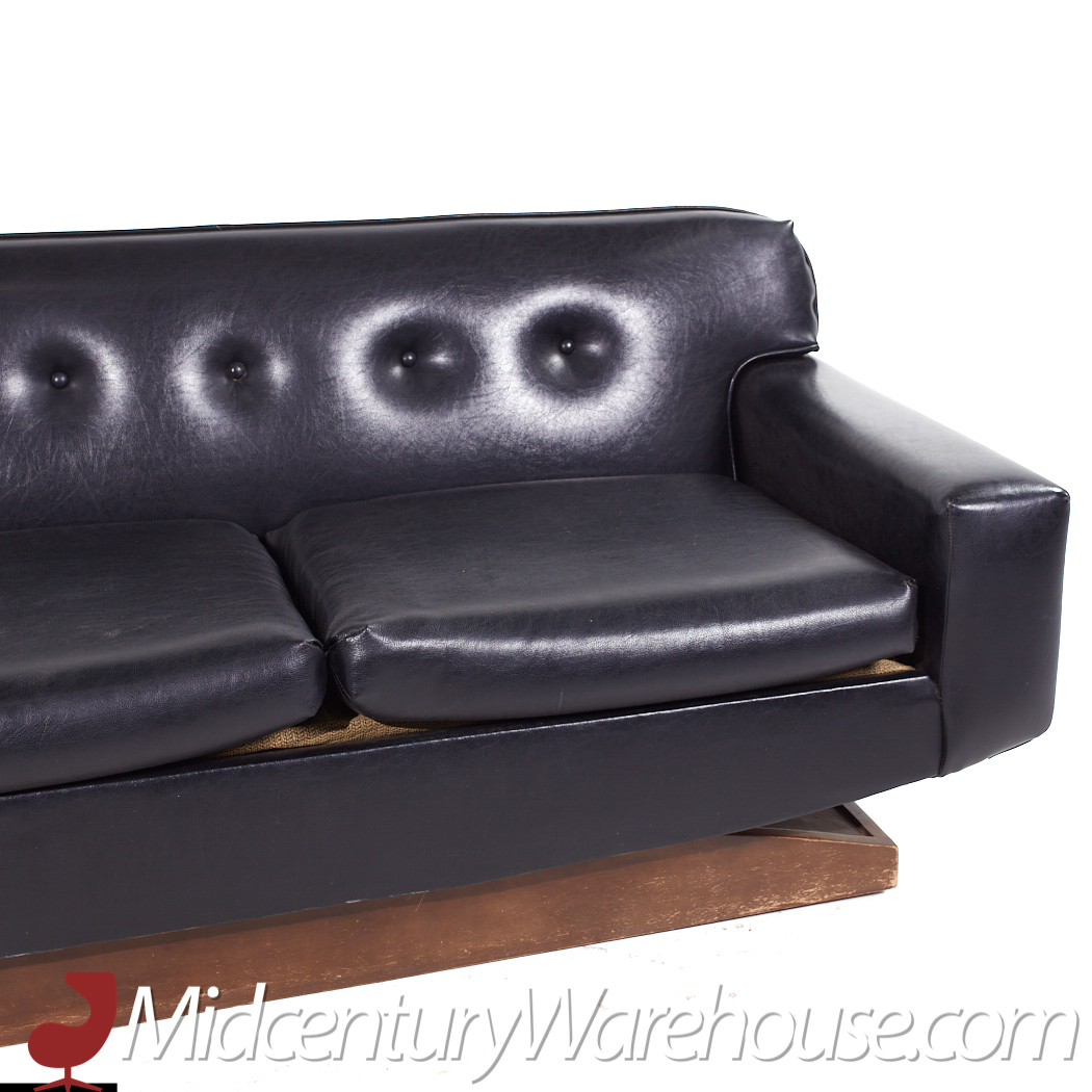 United Style Mid Century Walnut Pedestal Base Sofa