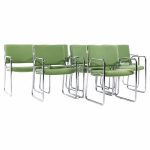 Vecta Group Dallas Mid Century Green and Chrome Chairs - Set of 8