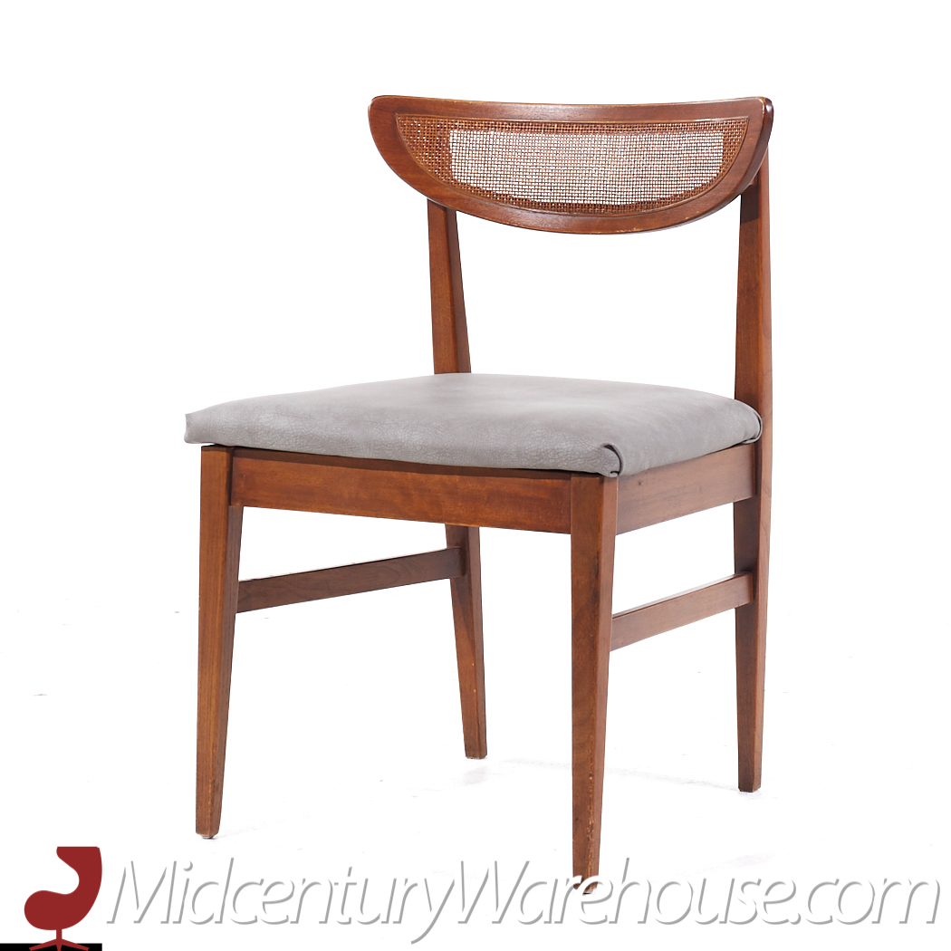 American of Martinsville Mid Century Walnut and Cane Back Dining Chairs - Set of 6