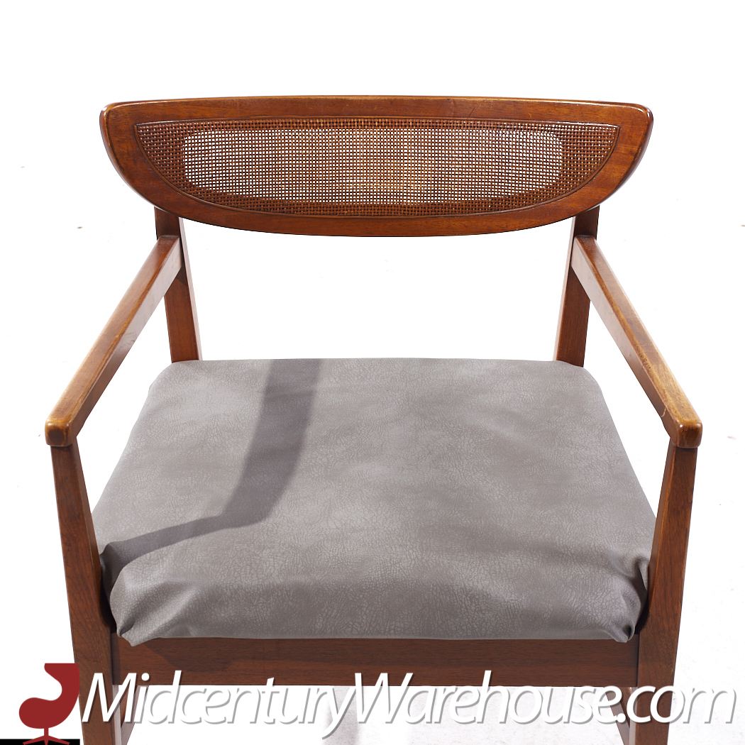 American of Martinsville Mid Century Walnut and Cane Back Dining Chairs - Set of 6