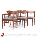 American of Martinsville Mid Century Walnut and Cane Back Dining Chairs - Set of 6